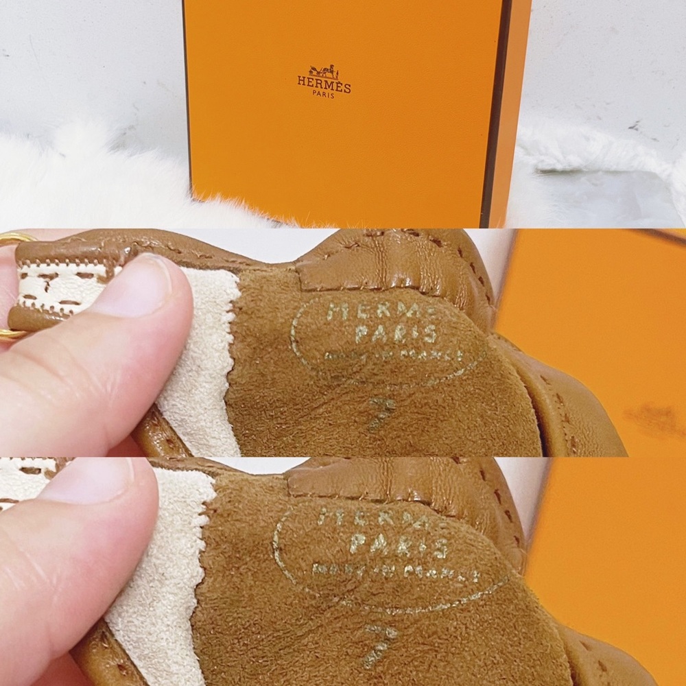 Authentic Hermes Rare Glenan Bi-Color Cream & Camel Fingerless Leather Gloves - Picture 13 of 13